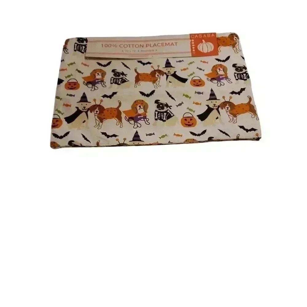 Casaba Halloween Dog Kitchen Place Mats Set Of 4 New 13x19in